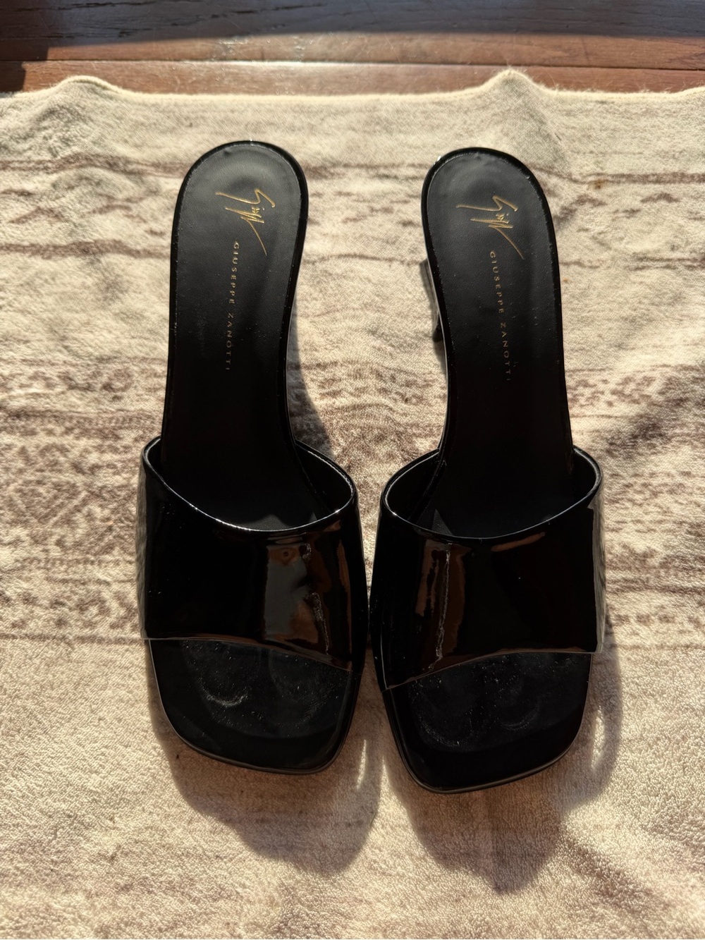 Giuseppe Zanotti Black Patent Slide Mules